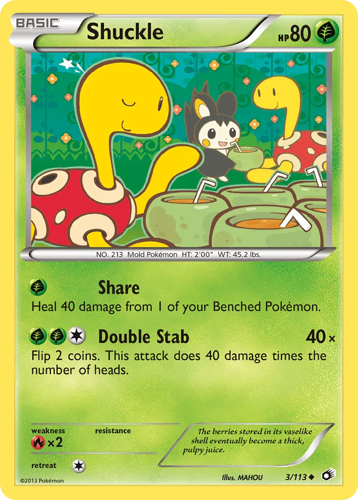 Black & White: Legendary Treasures, Fire[×2], Grass, Normal, Reverse Holofoil, Uncommon Shuckle (3/113) [Black & White: Legendary Treasures] - Trading Card World