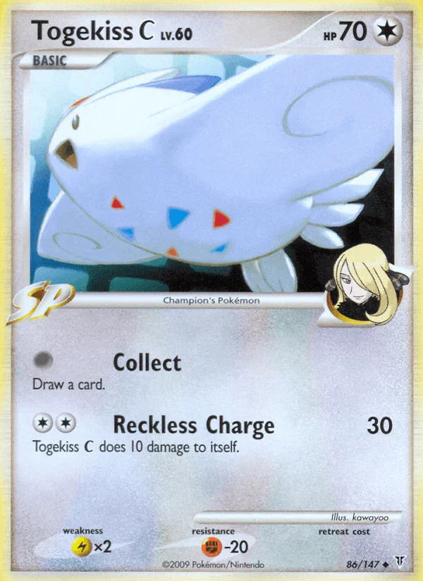 86, Colorless, Fighting[-20], Lightning[×2], Normal, Platinum: Supreme Victors, Reverse Holofoil, Uncommon Togekiss C (86/147) [Platinum: Supreme Victors] - Trading Card World