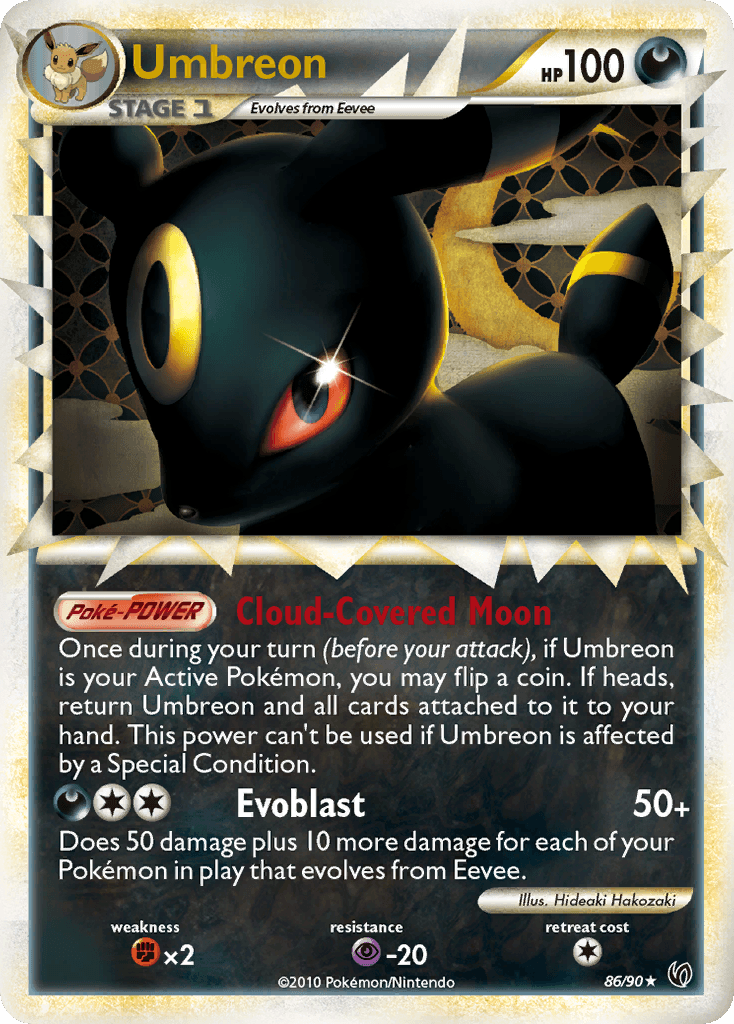 86, Darkness, Fighting[×2], HeartGold & SoulSilver: Undaunted, Holofoil, Psychic[-20], Ultra Rare Umbreon (86/90) [HeartGold & SoulSilver: Undaunted] - Trading Card World