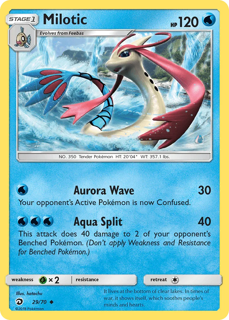 29, Grass[×2], Normal, Reverse Holofoil, Sun & Moon: Dragon Majesty, Uncommon, Water Milotic (29/70) [Sun & Moon: Dragon Majesty] - Trading Card World