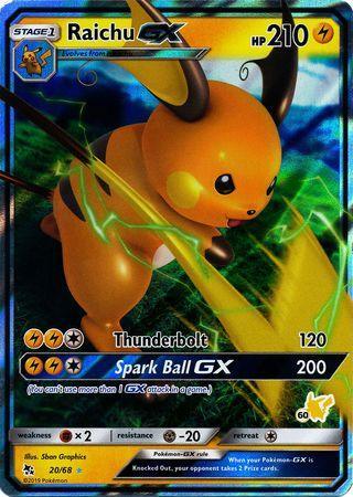 20, Battle Academy 2020, Fighting[×2], Holofoil, Lightning, Metal[-20], Promo Raichu GX (20/68) (Pikachu Stamp #60) [Battle Academy 2020] - Trading Card World