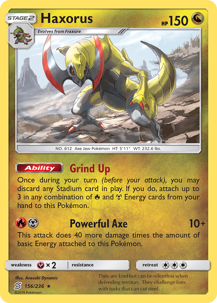 156, Dragon, Fairy[×2], Holo Rare, Holofoil, Reverse Holofoil, Sun & Moon: Unified Minds Haxorus (156/236) [Sun & Moon: Unified Minds] - Trading Card World