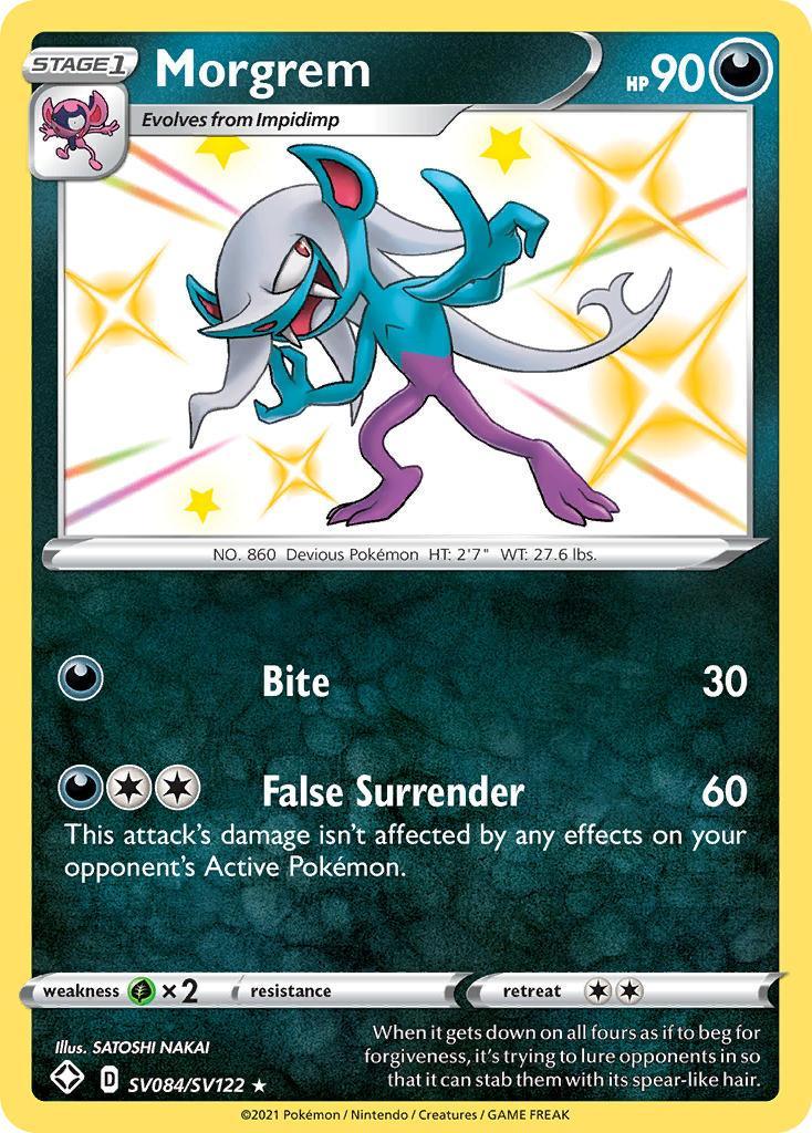Darkness, Grass[×2], Holofoil, SV084, Sword & Shield: Shining Fates, Ultra Rare Morgrem (SV084/SV122) [Sword & Shield: Shining Fates] - Trading Card World