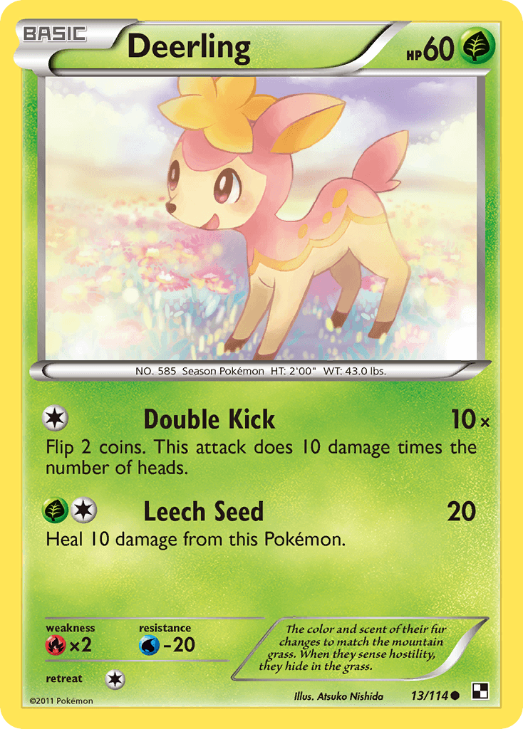 13, Black & White: Base Set, Common, Fire[×2], Grass, Normal, Reverse Holofoil, Water[-20] Deerling (13/114) [Black & White: Base Set] - Trading Card World