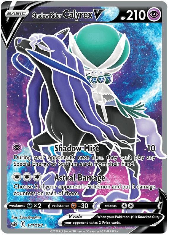 171, Darkness [x2], Fighting [-30], Holofoil, Psychic, Sword & Shield: Chilling Reign, Ultra Rare Shadow Rider Calyrex V (171/198) [Sword & Shield: Chilling Reign] - Trading Card World