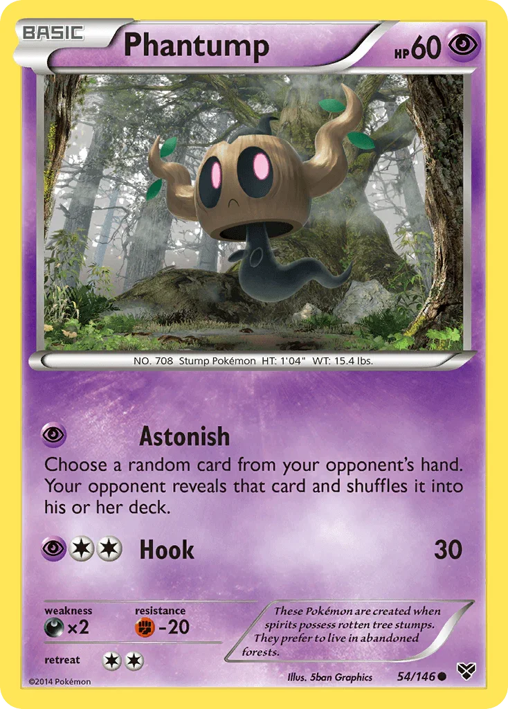 54, Common, Darkness[×2], Fighting[-20], Normal, Psychic, Reverse Holofoil, XY: Base Set Phantump (54/146) [XY: Base Set] - Trading Card World