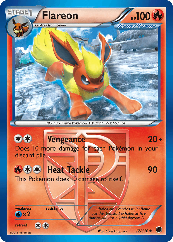 12, Black & White: Plasma Freeze, Fire, Normal, Reverse Holofoil, Uncommon, Water[×2] Flareon (12/116) [Black & White: Plasma Freeze] - Trading Card World