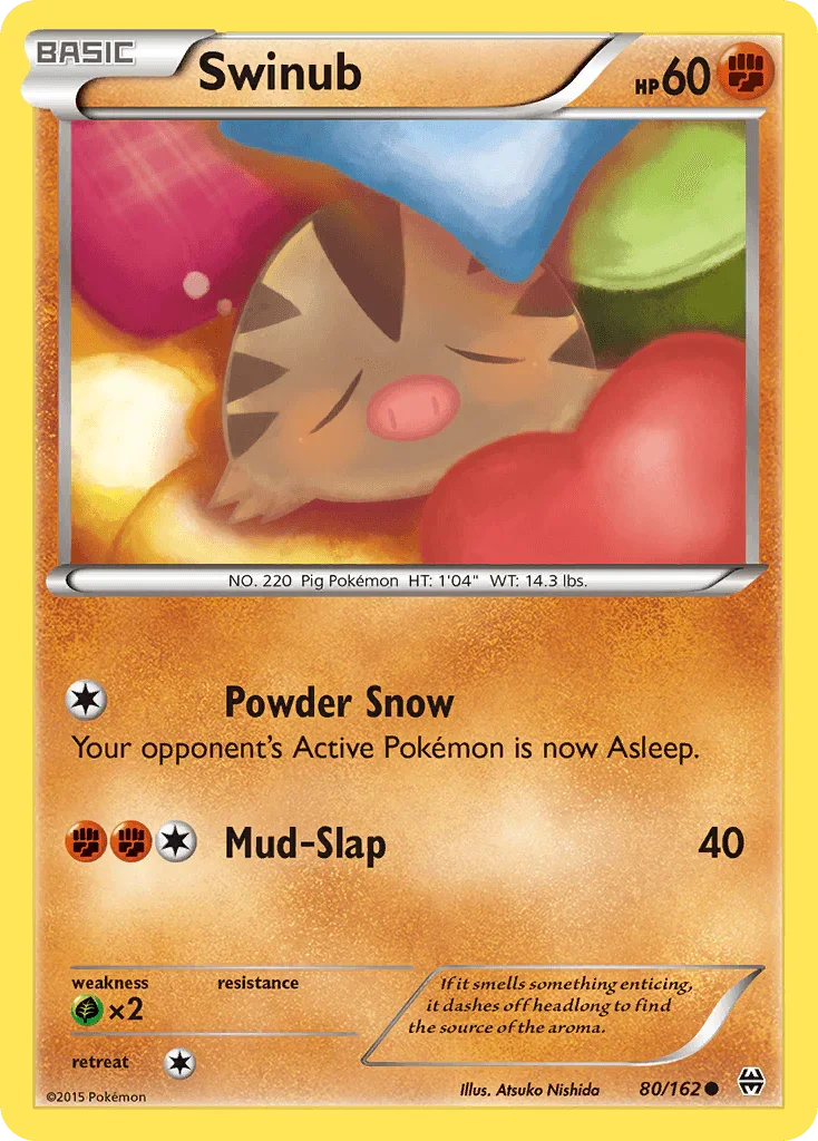 80, Common, Fighting, Grass[×2], Normal, Reverse Holofoil, XY: BREAKthrough Swinub (80/162) [XY: BREAKthrough] - Trading Card World