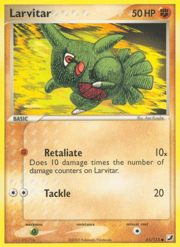 61, Common, EX: Unseen Forces, Fighting, Grass[×2], Normal Larvitar (61/115) [EX: Unseen Forces] - Trading Card World