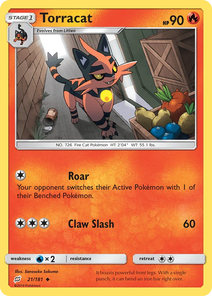 21, Fire, Normal, Reverse Holofoil, Sun & Moon: Team Up, Uncommon, Water[×2] Torracat (21/181) [Sun & Moon: Team Up] - Trading Card World