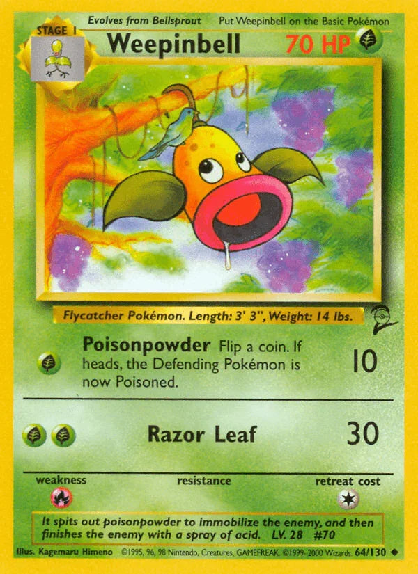 64, Base Set 2, Fire[×2], Grass, Normal, Uncommon Weepinbell (64/130) [Base Set 2] - Trading Card World