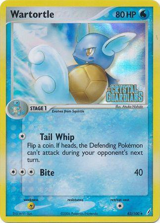 43, EX: Crystal Guardians, Lightning[×2], Reverse Holofoil, Uncommon, Water Wartortle (43/100) (Stamped) [EX: Crystal Guardians] - Trading Card World