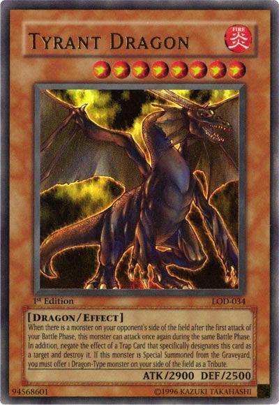 1st Edition, Dragon, Effect Monster, Fire, Legacy of Darkness, Ultra Rare, Unlimited Tyrant Dragon [LOD-034] Ultra Rare - Trading Card World