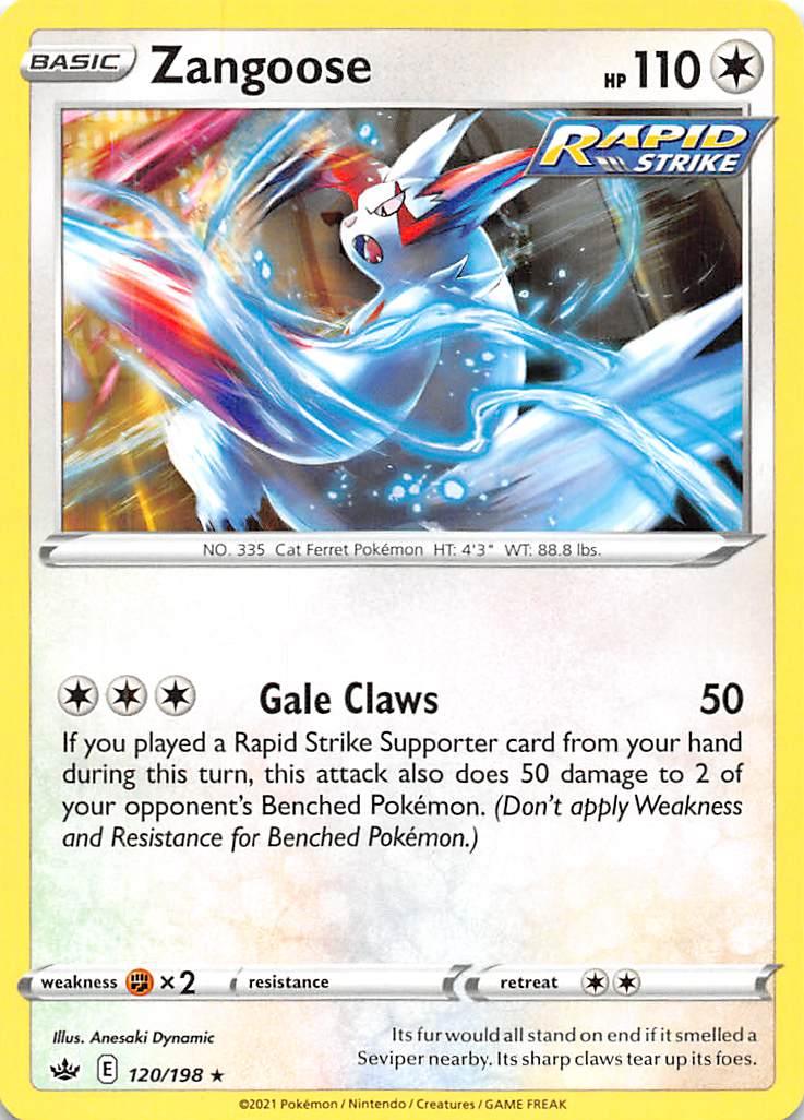 120, Colorless, Fighting [x2], Normal, Rare, Reverse Holofoil, Sword & Shield: Chilling Reign Zangoose (120/198) [Sword & Shield: Chilling Reign] - Trading Card World