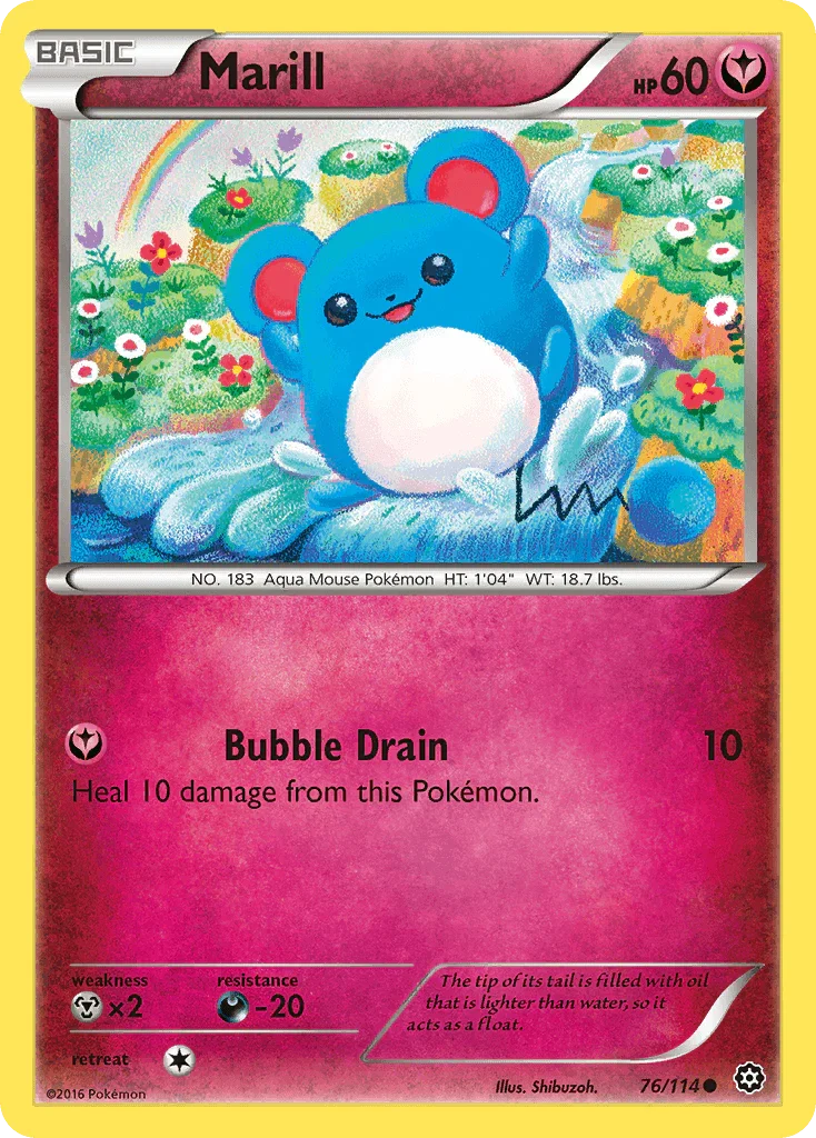 76, Common, Darkness[-20], Fairy, Metal[×2], Normal, Reverse Holofoil, XY: Steam Siege Marill (76/114) [XY: Steam Siege] - Trading Card World