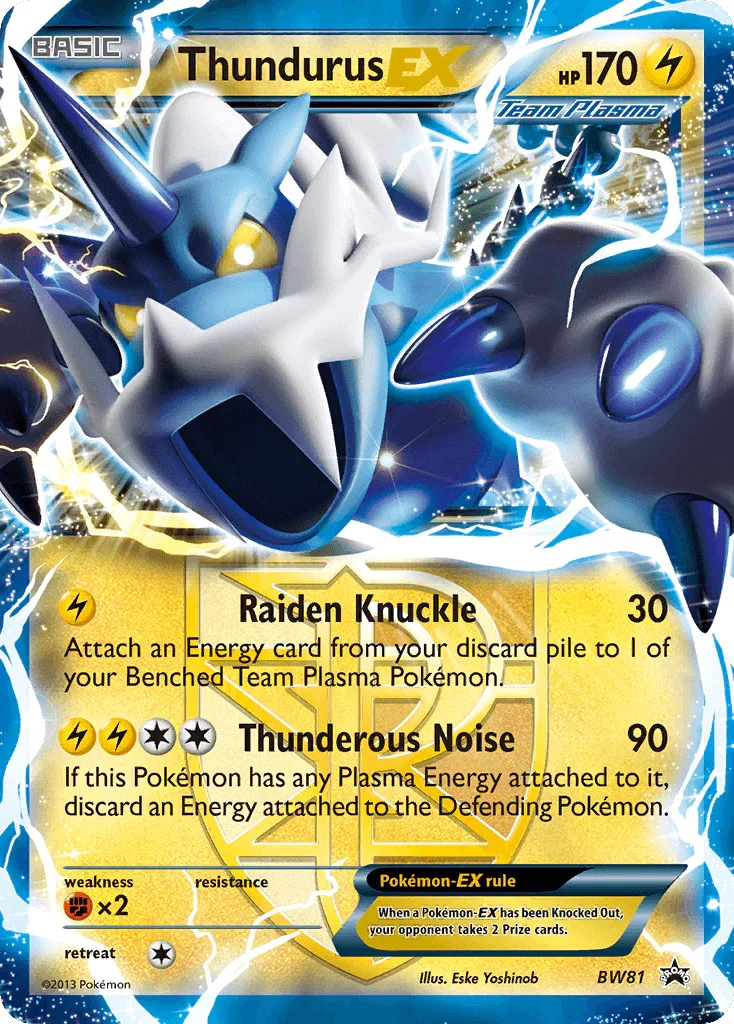 Black & White: Black Star Promos, Black Star Promo, BW81, Fighting[×2], Holofoil, Lightning Thundurus EX (BW81) [Black & White: Black Star Promos] - Trading Card World