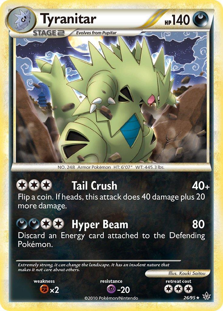 26, Darkness, Fighting[×2], HeartGold & SoulSilver: Unleashed, Holo Rare, Holofoil, Psychic[-20] Tyranitar (26/95) (Theme Deck Exclusive) [HeartGold & SoulSilver: Unleashed] - Trading Card World