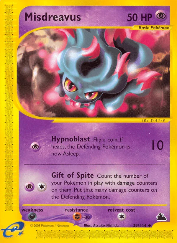 39, Dark[×2], Fighting[-30], Normal, Psychic, Reverse Holofoil, Skyridge, Uncommon Misdreavus (39/144) [Skyridge] - Trading Card World