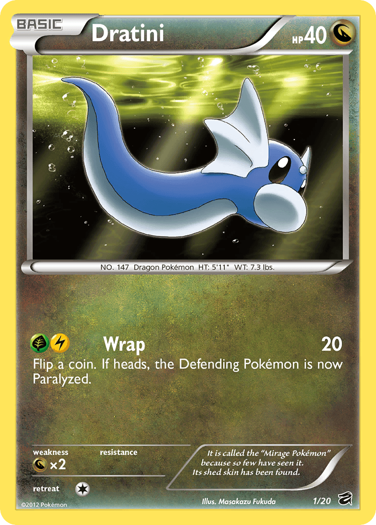 Black & White: Dragon Vault, Dragon, Dragon[×2], Holo Rare, Holofoil Dratini (1/20) [Black & White: Dragon Vault] - Trading Card World