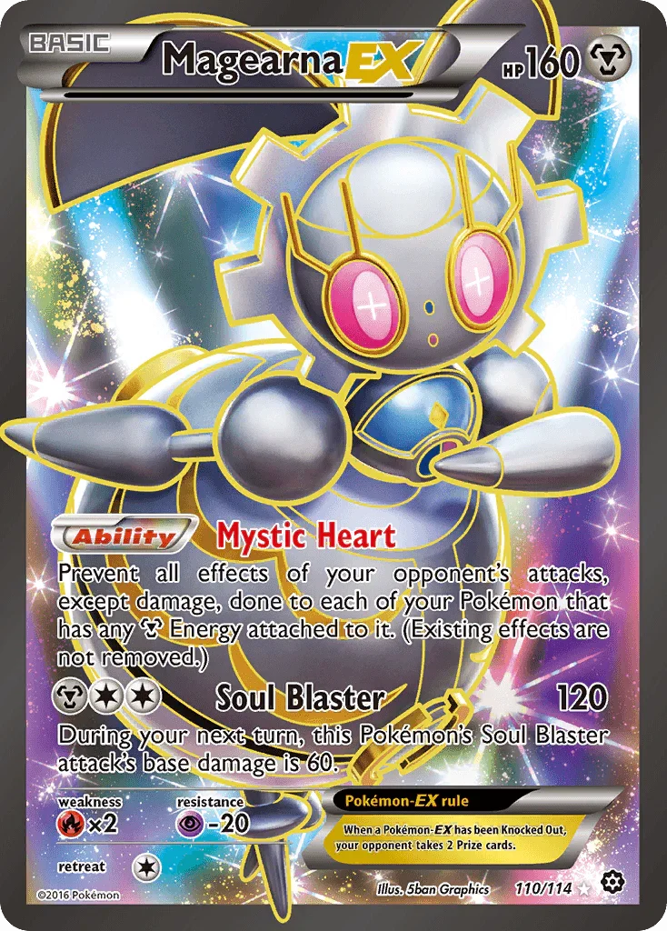 110, Fire[×2], Holofoil, Metal, Psychic[-20], Ultra Rare, XY: Steam Siege Magearna EX (110/114) [XY: Steam Siege] - Trading Card World