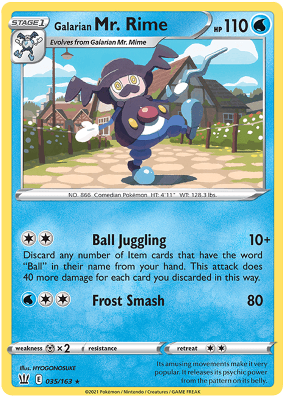 035, Metal[×2], Normal, Rare, Reverse Holofoil, Sword & Shield: Battle Styles, Water Galarian Mr. Rime (035/163) [Sword & Shield: Battle Styles] - Trading Card World