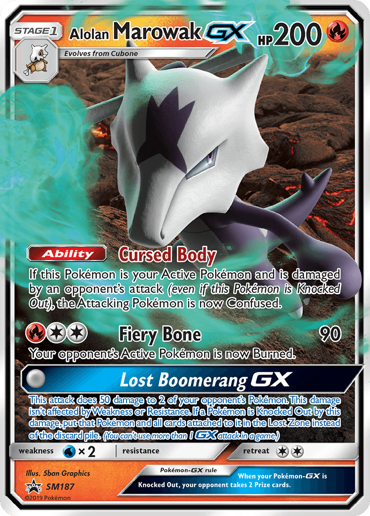 Black Star Promo, Fire, Holofoil, SM187, Sun & Moon: Black Star Promos, Water[×2] Alolan Marowak GX (SM187) [Sun & Moon: Black Star Promos] - Trading Card World