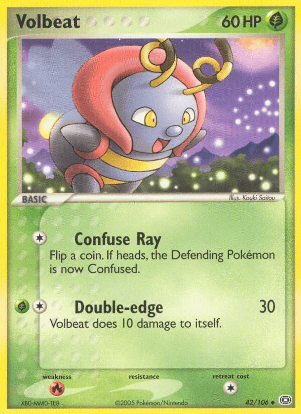 42, EX: Emerald, Fire[×2], Grass, Normal, Uncommon Volbeat (42/106) [EX: Emerald] - Trading Card World