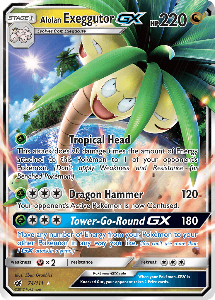 74, Dragon, Fairy[×2], Holofoil, Sun & Moon: Crimson Invasion, Ultra Rare Alolan Exeggutor GX (74/111) [Sun & Moon: Crimson Invasion] - Trading Card World