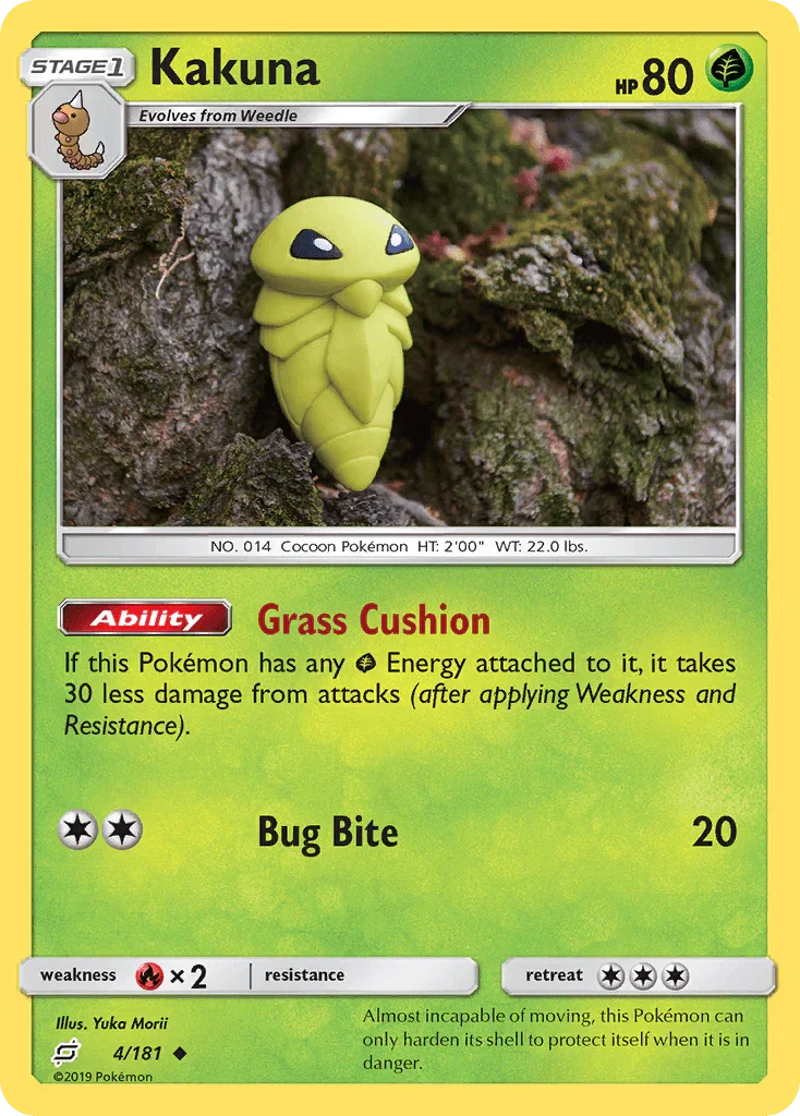 Fire[×2], Grass, Normal, Reverse Holofoil, Sun & Moon: Team Up, Uncommon Kakuna (4/181) [Sun & Moon: Team Up] - Trading Card World