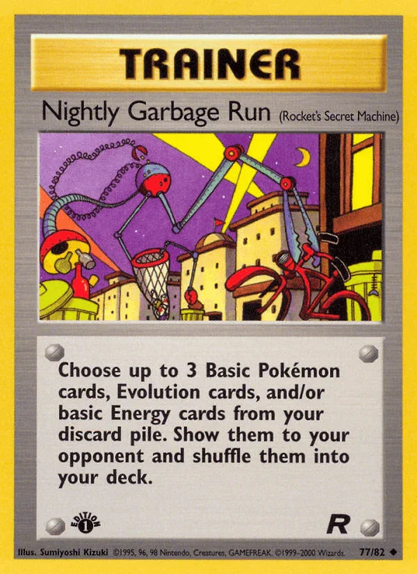1st Edition Normal, 77, Team Rocket 1st Edition, Trainer, Uncommon Nightly Garbage Run (77/82) [Team Rocket 1st Edition] - Trading Card World