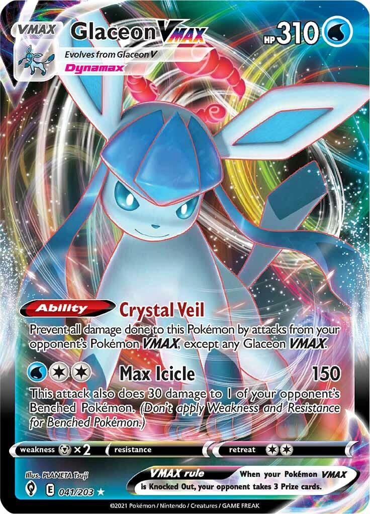 041, Holofoil, Metal [x2], Sword & Shield: Evolving Skies, Ultra Rare, Water Glaceon VMAX (041/203) [Sword & Shield: Evolving Skies] - Trading Card World