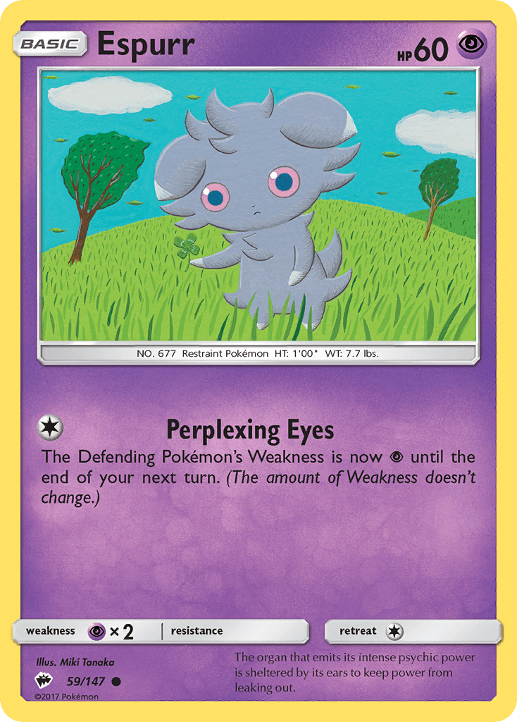 59, Common, Normal, Psychic, Psychic[×2], Reverse Holofoil, Sun & Moon: Burning Shadows Espurr (59/147) [Sun & Moon: Burning Shadows] - Trading Card World