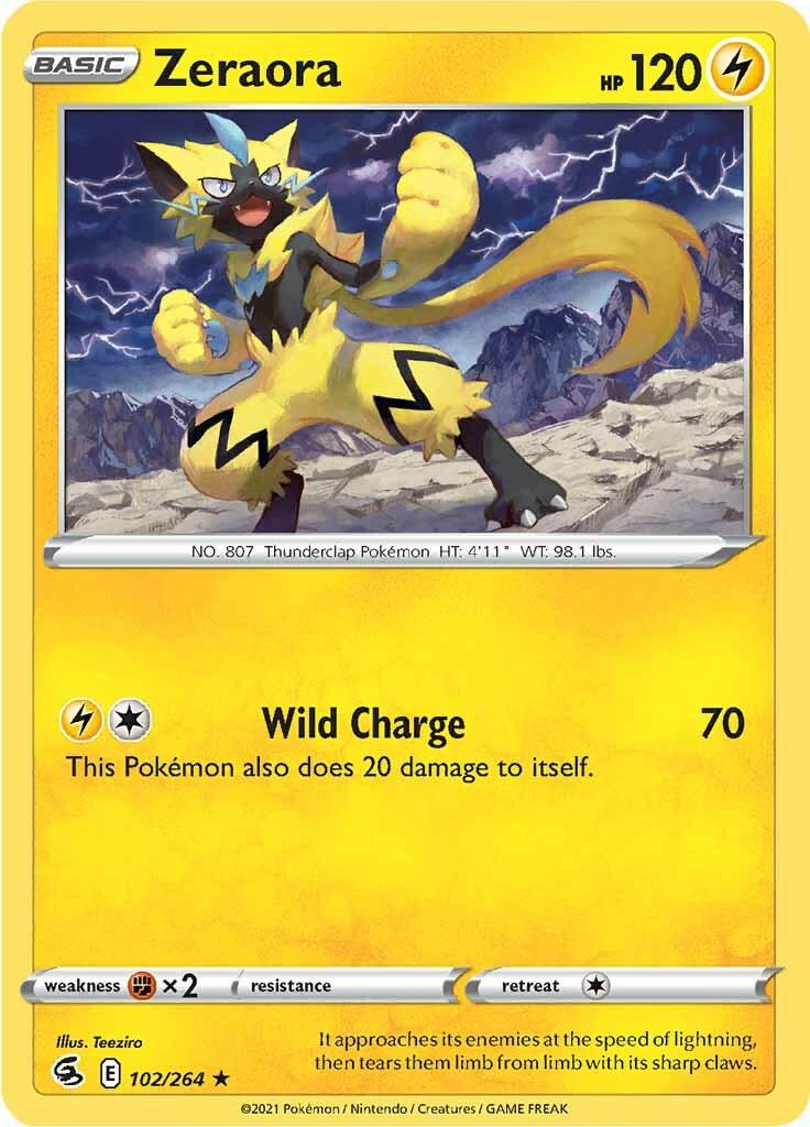 102, Fighting [x2], Lightning, Normal, Rare, Reverse Holofoil, Sword & Shield: Fusion Strike Zeraora (102/264) [Sword & Shield: Fusion Strike] - Trading Card World