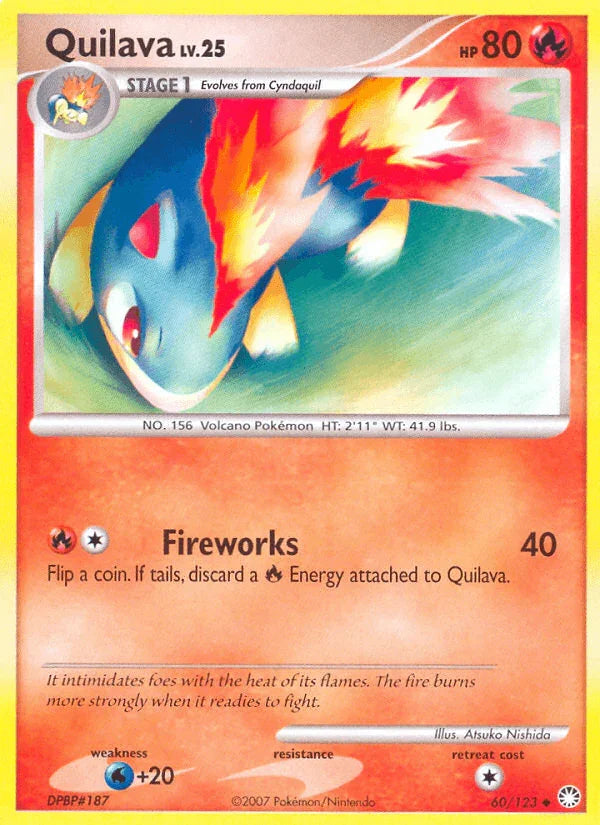 60, Diamond & Pearl: Mysterious Treasures, Fire, Normal, Reverse Holofoil, Uncommon, Water[+20] Quilava (60/123) [Diamond & Pearl: Mysterious Treasures] - Trading Card World