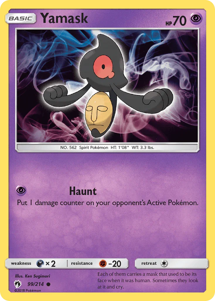 99, Common, Darkness[×2], Fighting[-20], Normal, Psychic, Reverse Holofoil, Sun & Moon: Lost Thunder Yamask (99/214) [Sun & Moon: Lost Thunder] - Trading Card World