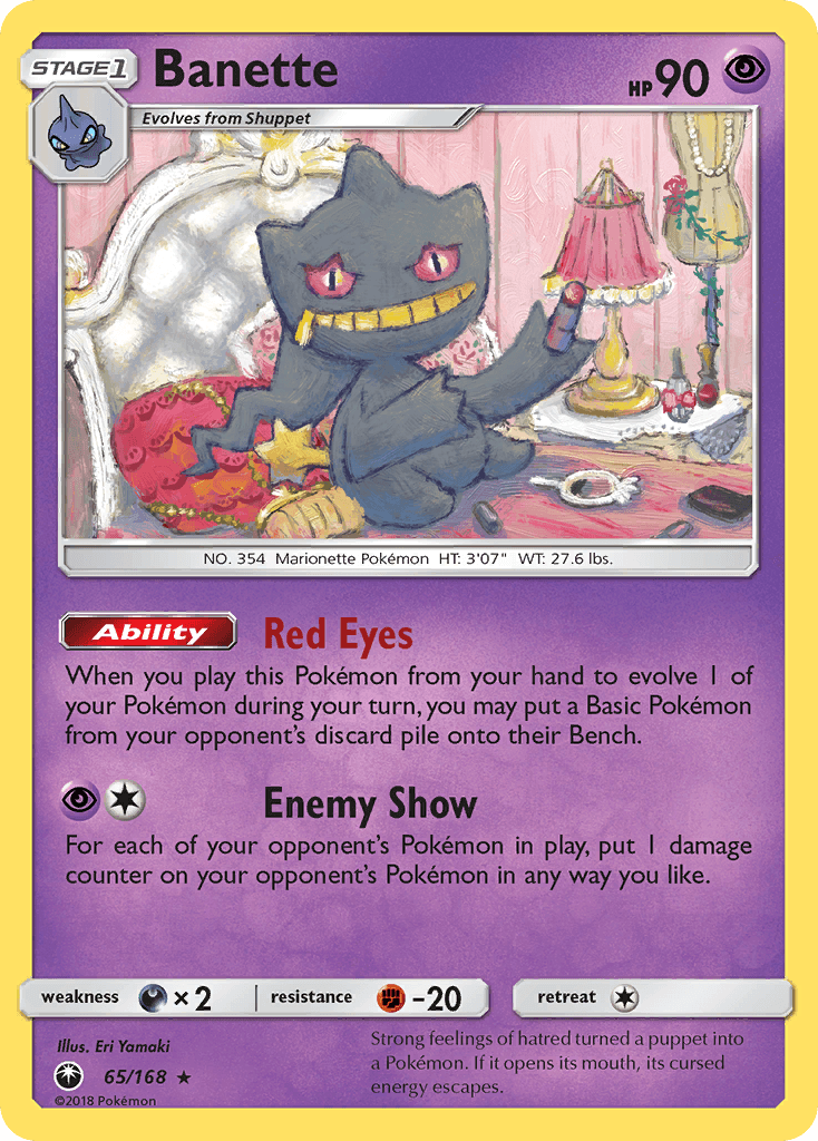 65, Darkness[×2], Fighting[-20], Normal, Psychic, Rare, Reverse Holofoil, Sun & Moon: Celestial Storm Banette (65/168) [Sun & Moon: Celestial Storm] - Trading Card World