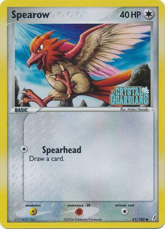 61, Colorless, Common, EX: Crystal Guardians, Fighting[-30], Lightning[×2], Reverse Holofoil Spearow (61/100) (Stamped) [EX: Crystal Guardians] - Trading Card World