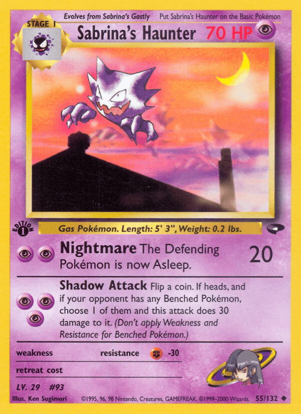1st Edition Normal, 55, Fighting[-30], Gym Challenge 1st Edition, Psychic, Uncommon Sabrina's Haunter (55/132) [Gym Challenge 1st Edition] - Trading Card World