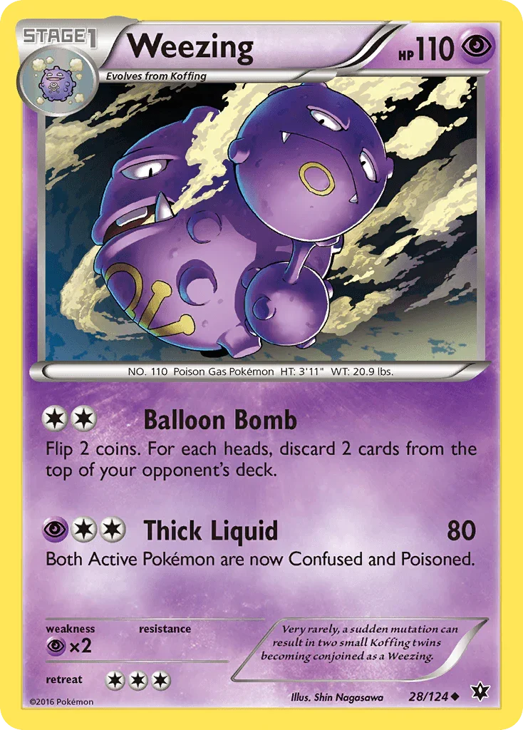 28, Normal, Psychic, Psychic[×2], Reverse Holofoil, Uncommon, XY: Fates Collide Weezing (28/124) [XY: Fates Collide] - Trading Card World