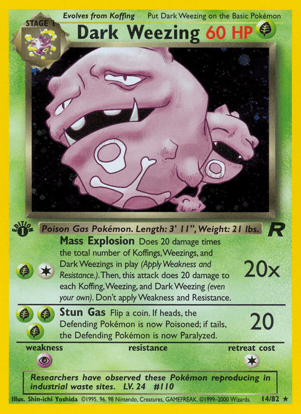 14, 1st Edition Holofoil, Grass, Holo Rare, Psychic[×2], Team Rocket 1st Edition Dark Weezing (14/82) [Team Rocket 1st Edition] - Trading Card World