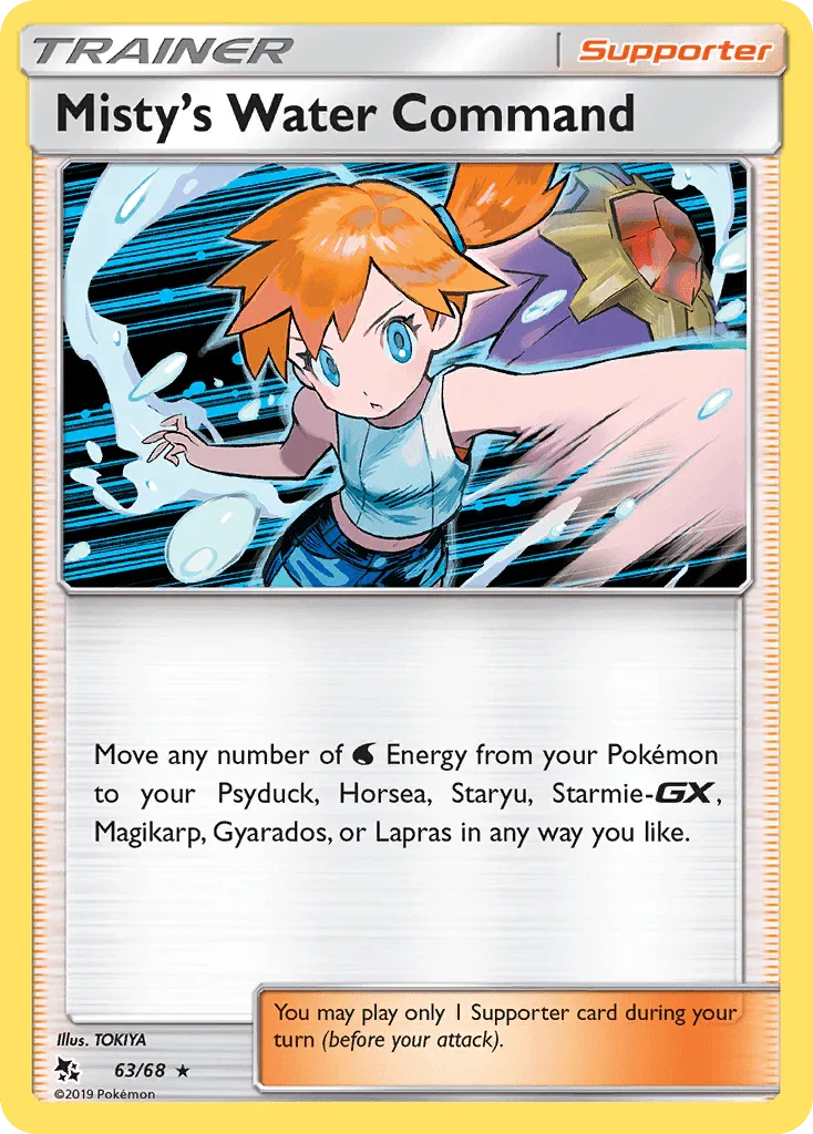 63, Holo Rare, Holofoil, Reverse Holofoil, Sun & Moon: Hidden Fates, Supporter Misty's Water Command (63/68) [Sun & Moon: Hidden Fates] - Trading Card World