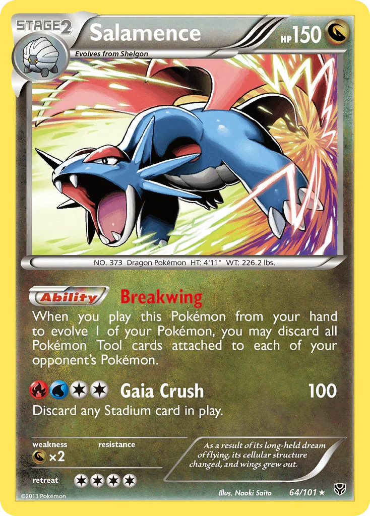 64, Black & White: Plasma Blast, Dragon, Dragon[×2], Holo Rare, Holofoil, Reverse Holofoil Salamence (64/101) [Black & White: Plasma Blast] - Trading Card World