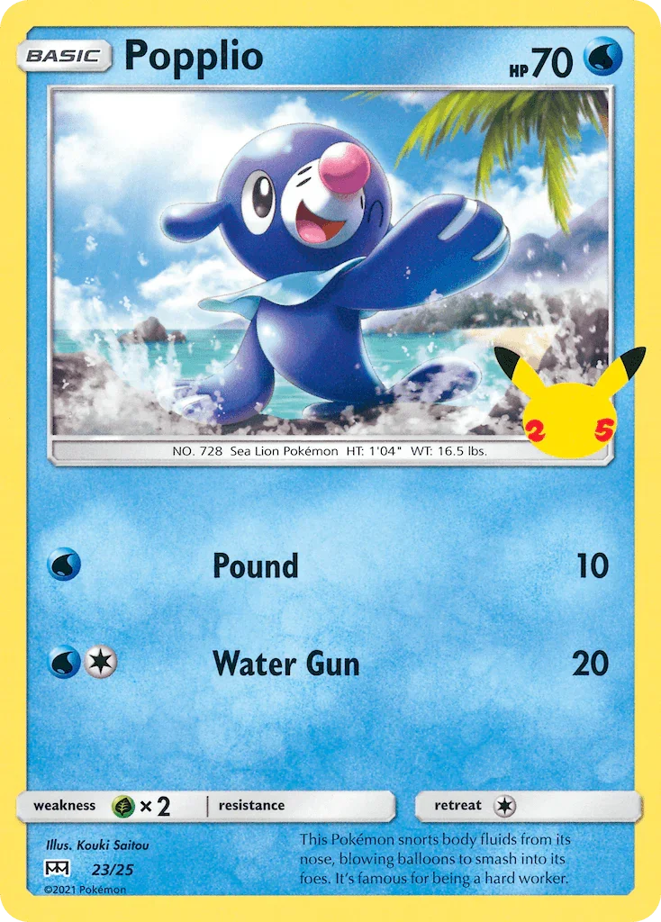 23, Grass[×2], Holofoil, McDonald's 25th Anniversary, Normal, Promo, Water Popplio (23/25) [McDonald's 25th Anniversary] - Trading Card World