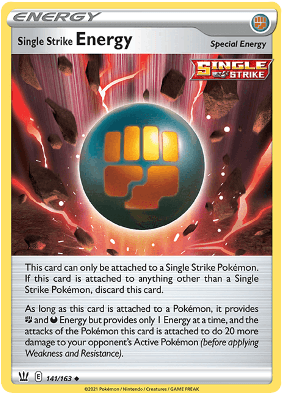 141, Fighting, Normal, Reverse Holofoil, Sword & Shield: Battle Styles, Uncommon Single Strike Energy (141/163) [Sword & Shield: Battle Styles] - Trading Card World
