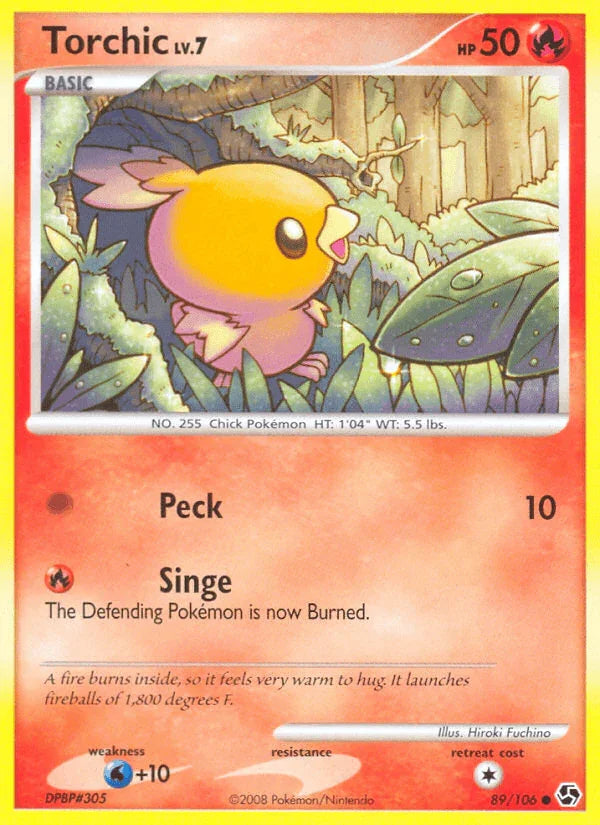 89, Common, Diamond & Pearl: Great Encounters, Fire, Normal, Reverse Holofoil, Water[+10] Torchic (89/106) [Diamond & Pearl: Great Encounters] - Trading Card World
