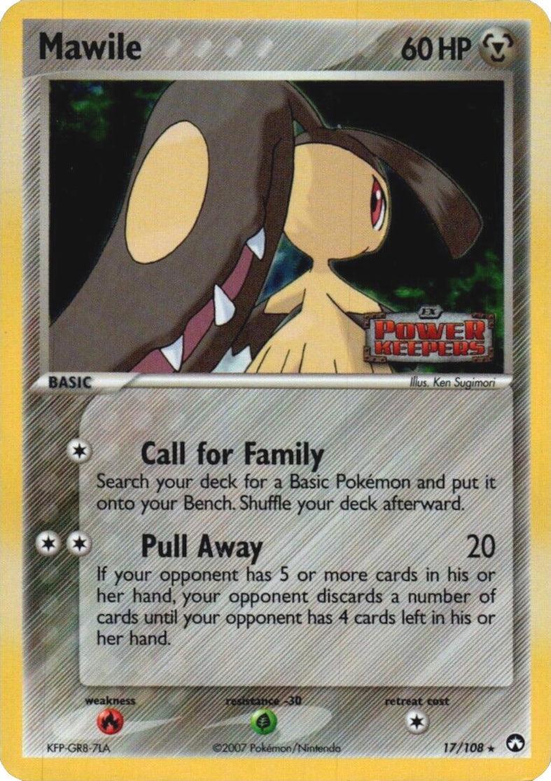 17, EX: Power Keepers, Fire[×2], Grass[-30], Metal, Rare, Reverse Holofoil Mawile (17/108) (Stamped) [EX: Power Keepers] - Trading Card World