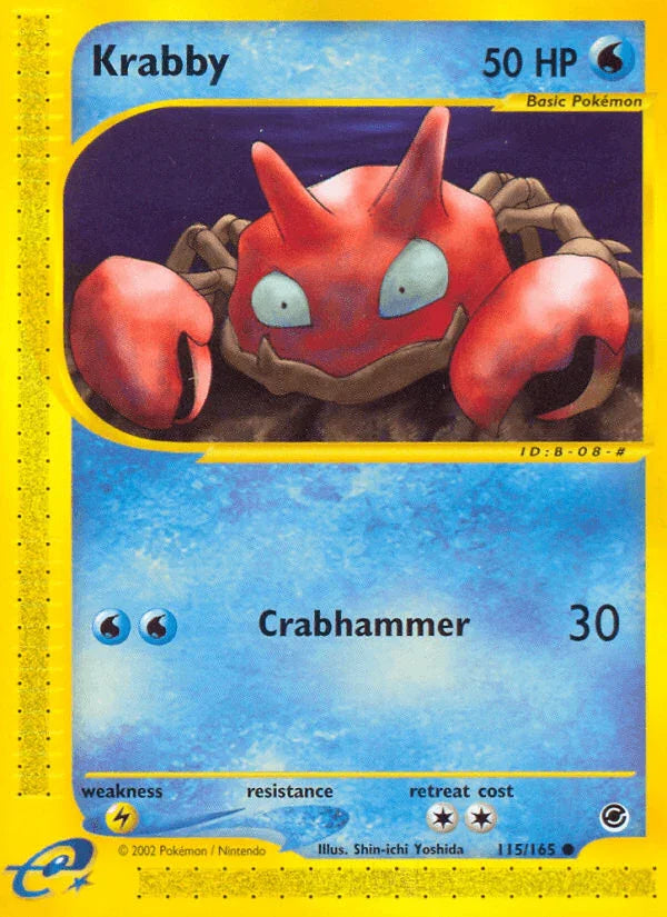 115, Common, Expedition: Base Set, Lightning[×2], Normal, Reverse Holofoil, Water Krabby (115/165) [Expedition: Base Set] - Trading Card World