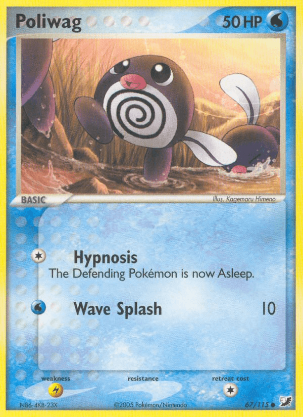 67, Common, EX: Unseen Forces, Lightning[×2], Normal, Water Poliwag (67/115) [EX: Unseen Forces] - Trading Card World
