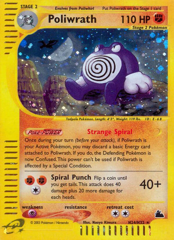Fighting, H24, Holo Rare, Holofoil, Psychic[×2], Skyridge Poliwrath (H24/H32) [Skyridge] - Trading Card World