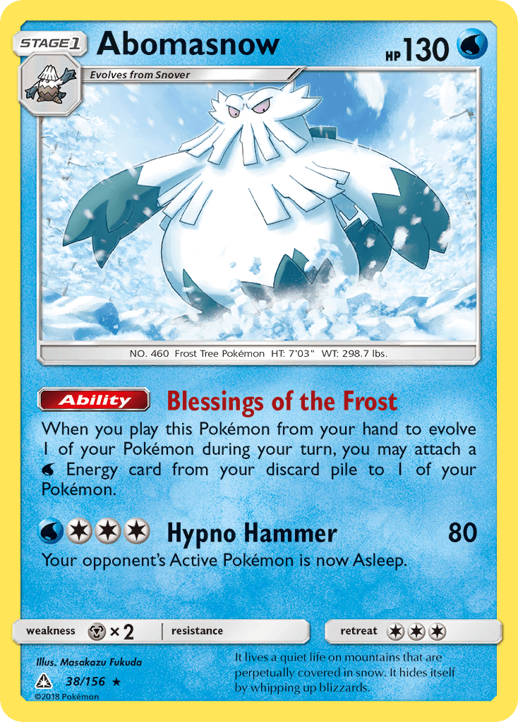 38, Metal[×2], Normal, Rare, Reverse Holofoil, Sun & Moon: Ultra Prism, Water Abomasnow (38/156) [Sun & Moon: Ultra Prism] - Trading Card World